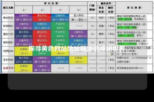 探寻黄色网站地址嗨漫的神秘世界